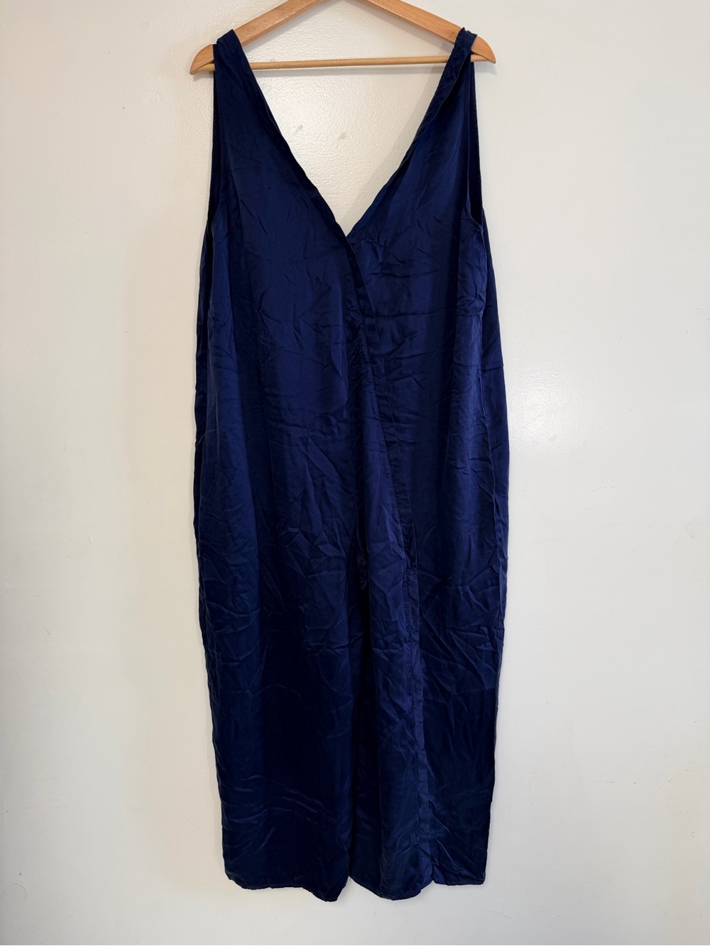 Lunya 100% Silk Blue Sleeveless Jumpsuit XL